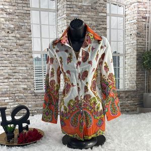 Women’s Bella Sky Multicolored 7 Button Detailed Back Long Sleeve Shirt (M) EI01